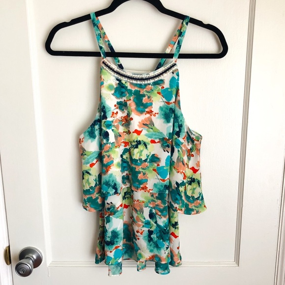 Iz Byer Tops - Floral Tiered Tank Top